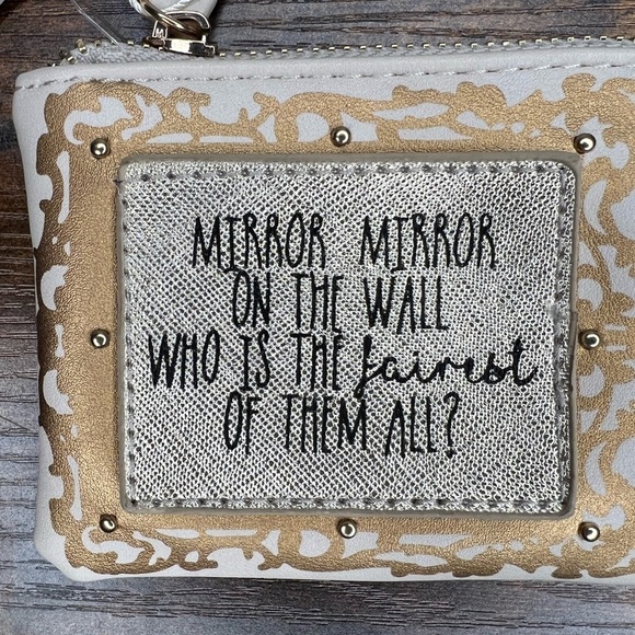Madison West Mirror Mirror Coin Purse White & Gold Zippered - Picture 2 of 7